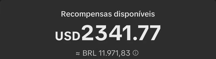 Print do TikTok: recompensas disponíveis de 2.341,77 dólares, cerca de 11.971 reais